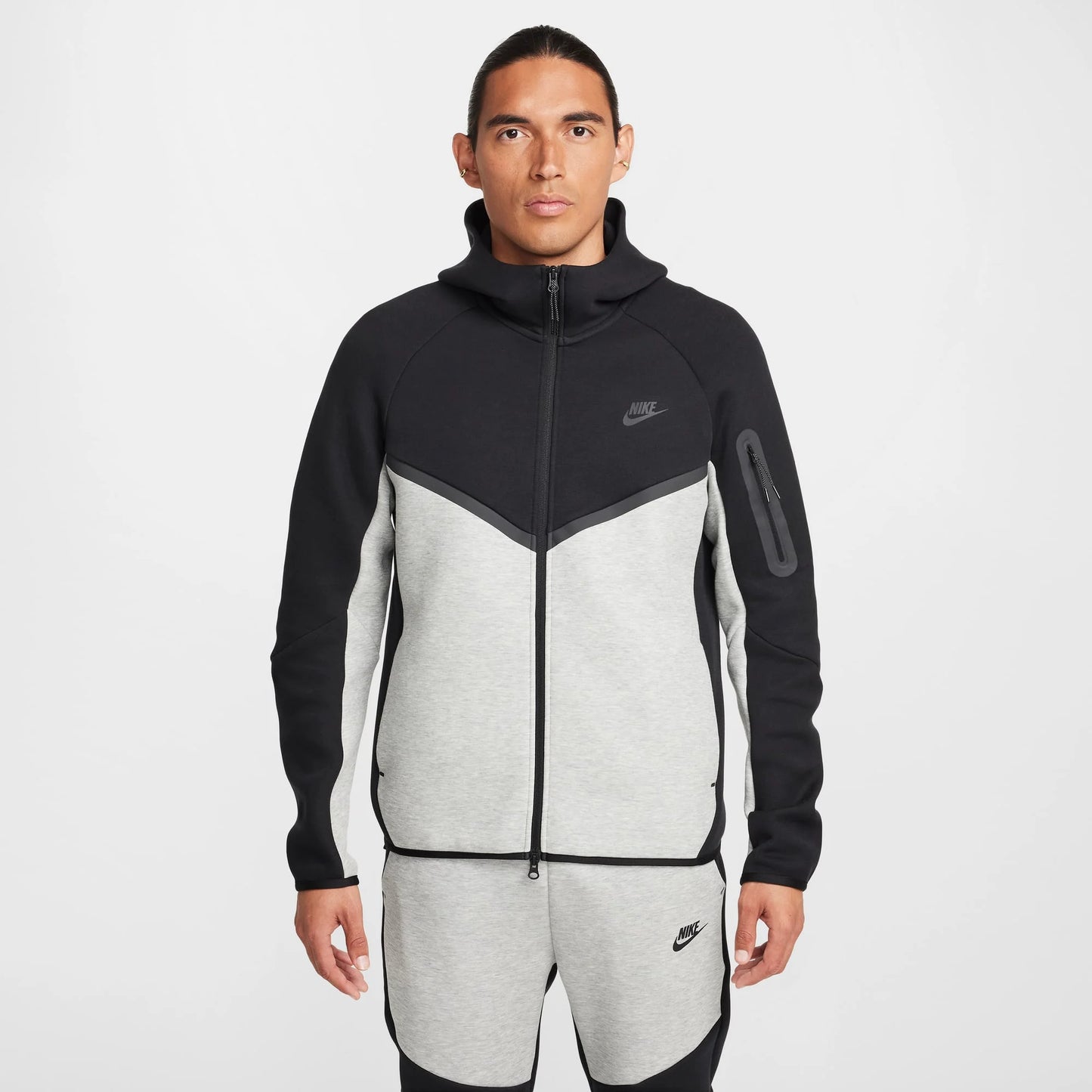 Conjunto Nike Tech Casaca + Buzo Negra / Gris